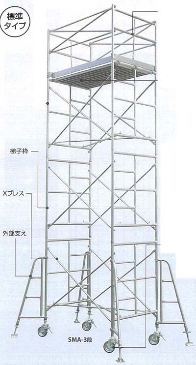 SMA 軽がるタワー(アルミ製ローリングタワー) 標準タイプ