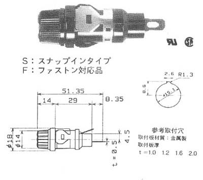 ヒューズホルダ（パネル取付型） FH001AF/FH-001ASF