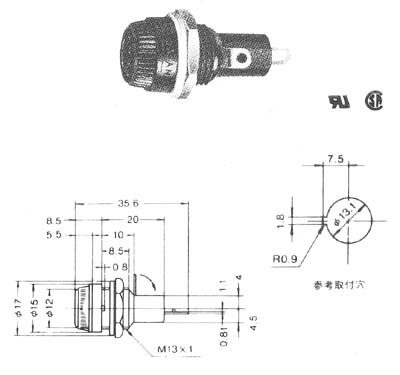 ヒューズホルダ（パネル取付型） FH043