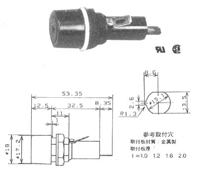 ヒューズホルダ（パネル取付型） FH-032AF