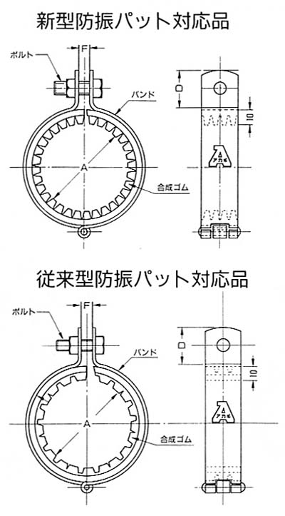 ブラック防振CL吊バンド10ｔゴム/ブラック防振CL吊ロック付10tゴム