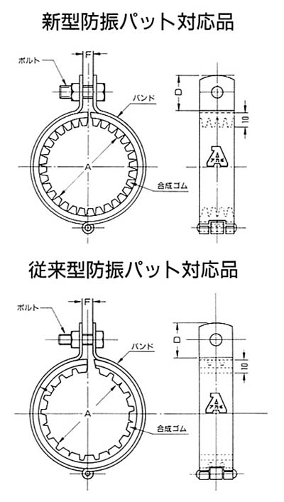 ステン防振吊バンド10tゴム