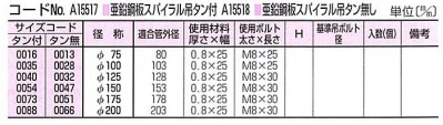 亜鉛鋼板スパイラル吊タン無し