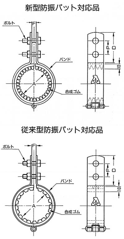 ステン防振立バンド10tゴム付