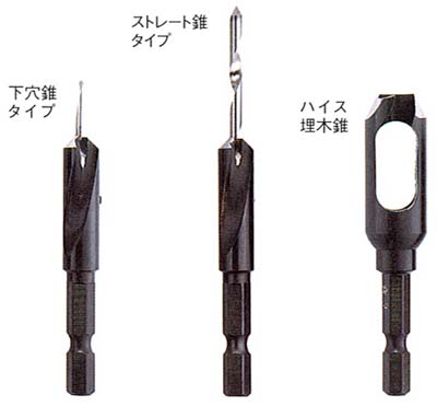 ハイス六角軸皿取錐＆埋木錐