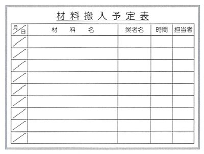 材料搬入予定表