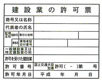 建設業の許可票