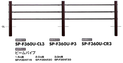 横断防止柵　歩行者・自転車用柵（P柵）　SP-F360U-3